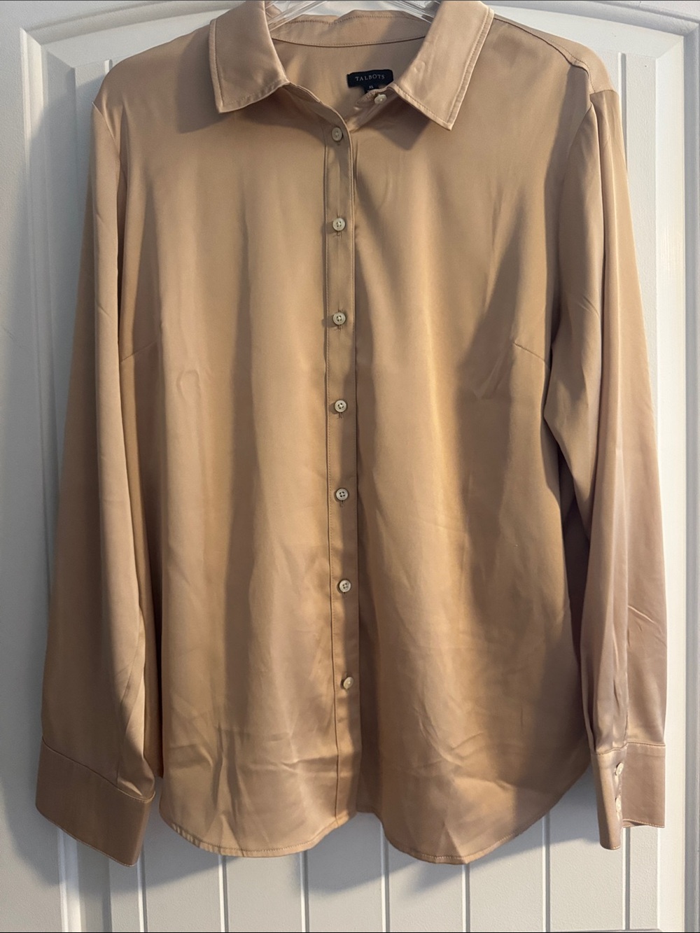 Talbots Gold Satin Button-Up Blouse